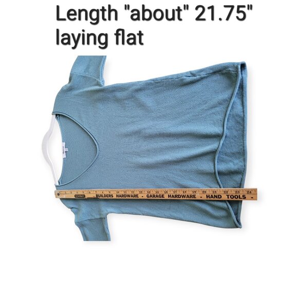 Madewell Spindrift Waffle Knit V Neck Top Steely Ocean XXS Cotton Long Sleeve - Picture 6 of 10